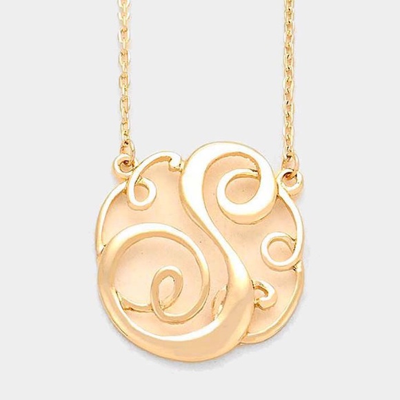 Letter “S” Monogram Script Necklace Set - Picture 1 of 3